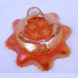 Fenton Marigold Grape and Cable Carnival Glass Footed Bowl Bottom