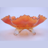 Fenton Marigold Grape and Cable Carnival Glass Footed Bowl Profile View