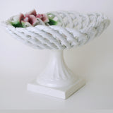 Capodimonte Pedestal Bowl Vintage Roses Back View