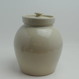 Pottery Crock Stoneware Lidded Cookie Jar Back