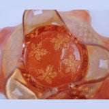 Fenton Marigold Grape and Cable Carnival Glass Footed Bowl Details