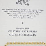 Pennsylvania Dutch Cookbook 1936 First Edition Copyright Date