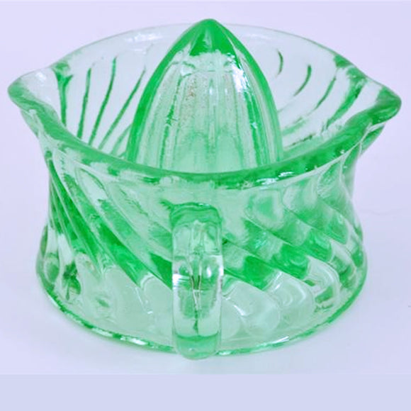 Vaseline Green Depression Glass Reamer Juicer Swirl Pattern Main