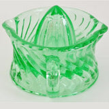 Vaseline Green Depression Glass Reamer Juicer Swirl Pattern Back