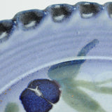  Artisan Art Pottery Pie Dish Blue Close Up 